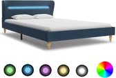 Bedframe Blauw 120x200 cm Stof met LED (Incl LW Led klok) - Bed frame met lattenbodem - Tweepersoonsbed Eenpersoonsbedonsbed Eenpersoonsbed