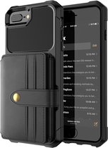 Card Case voor Apple iPhone 7 Plus - iPhone 8 Plus | Zwart | PU Leren Back Cover | Wallet | Pasjeshouder