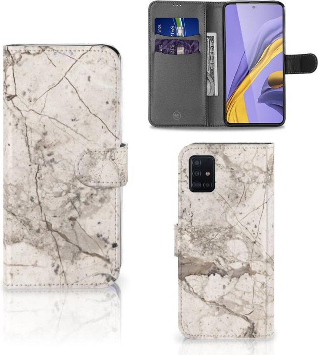 Samsung Galaxy A51 Bookcase Marmer Oranje bol