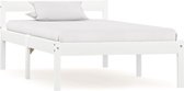 Bedframe Wit 90x200 cm Hout (Incl LW Led klok) - Bed frame met lattenbodem - Tweepersoonsbed Eenpersoonsbed