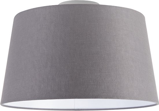 QAZQA combi - Klassieke Plafondlamp met kap - 1 lichts - Ø 350 mm - Grijs - Woonkamer | Slaapkamer | Keuken