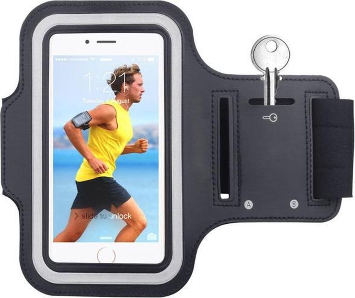 Geschikt voor Samsung Galaxy Note 10 Lite Sportband hoes Sport armband hoesje Hardloopband Zwart Pearlycase