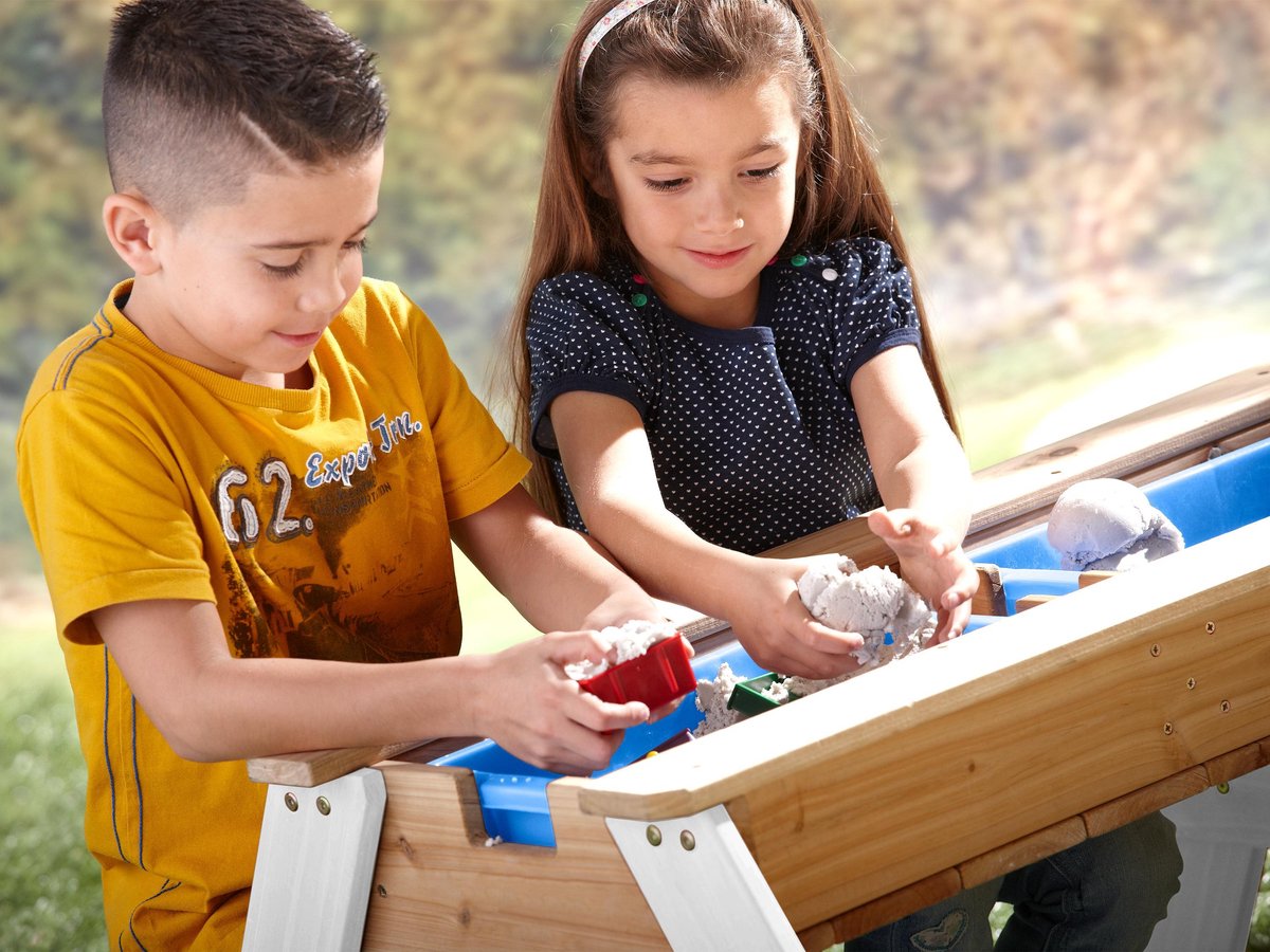 AXI Nick Zand & Water Picknicktafel in Bruin/Wit voor kinderen - Met in hoogte verstelbare Parasol in Blauw/Wit - Multifunctionele Picknick tafel van FSC hout - Picknick tafel voor kinderen van hout — afbeelding 13