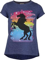 Unicorn Squad - Rainbow - Meiden Denim Marl T-shirt -7-8 Jaar