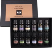 12 Etherische Oliën - 100% Natuurlijk - 10 ML - Geschikt Voor Aroma Diffuser - Essentiële Olie Set - Aromatherapie - Etherische Olie Set