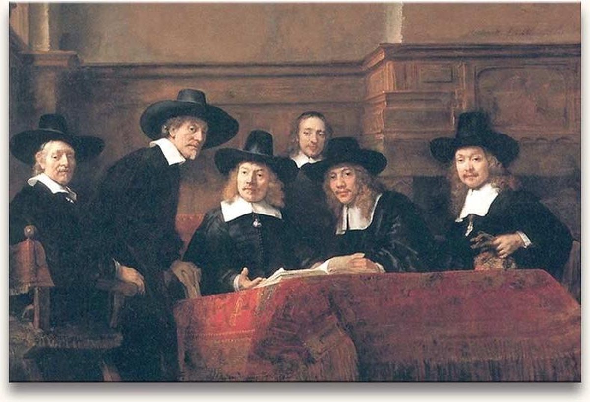 Handgeschilderd schilderij Olieverf op Canvas - Rembrandt van Rijn 'De Syndicaten'