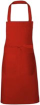 Link Kitchenwear Hobbyschort met handige zak in de kleur Rood, afmetingen 80x73cm.