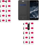 Nokia 5.1 (2018) Hoesje met Magneet Lipstick Kiss