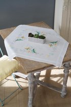 Tafelkleed kit Grijze bloemen met kleurige vlinder - Vervaco - PN-0157237