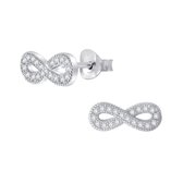 Joy|S - Zilveren classic infinity oorbellen zirkonia 6 x 13 mm Sterling zilver 925