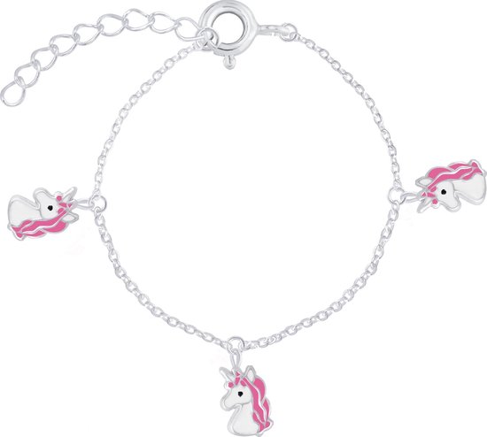gebruik Zorg Klagen Joy|S - Zilveren eenhoorn bedel armband roze unicorn 14 cm + 2 cm | bol.com