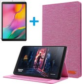 Samsung Galaxy Tab A 10.1 (2019) hoes - Book Case met Soft TPU houder + Screenprotector - Roze