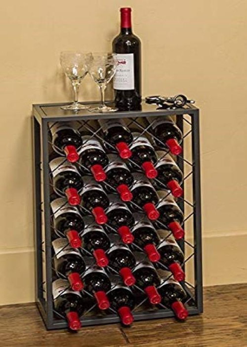 hardwerkend kloof uitlokken Stalen wijnrek met ruitpatroon plek voor 23 flessen 40x23x68cm | Stevig  wijnrek slank... | bol.com