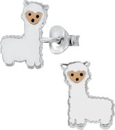 Joy|S - Zilveren Alpaca Lama oorbellen 8 x 12 mm wit