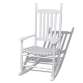 vidaXL - Rocking Chair Chaise berçante en bois blanc avec assise courbée
