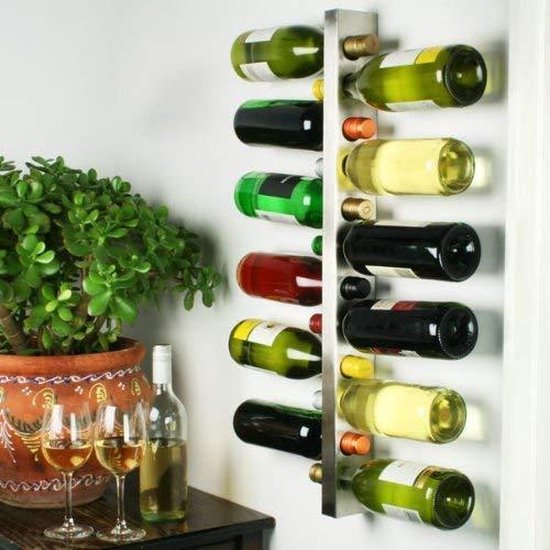 Wijnrek van RVS met wandbevestiging voor 12 flessen | Stalen wijnrek voor  aan uw muur... | bol.com