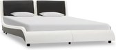 Bedframe Zwart Wit 120x200 cm Kunstleer (Incl LW Anti kras Vilt) - Bed frame met lattenbodem - Tweepersoonsbed Eenpersoonsbed