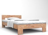 Bedframe Bruin EikenHout 140x200 cm (Incl LW Anti kras Vilt) - Bed frame met lattenbodem - Tweepersoonsbed Eenpersoonsbed