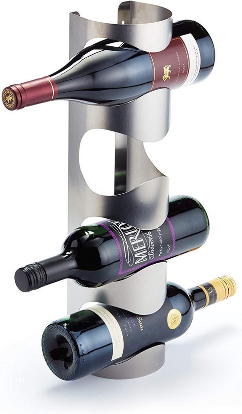 lus Antagonist magnifiek Luxe wijnrek van Zwart RVS met plek voor 4 flessen 10x11x45cm | Wandrek met  zacht... | bol.com