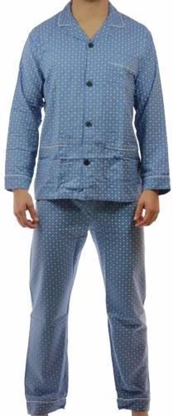 Robson Heren pyjama flanel knoopsluiting 700-6 - 48 - Blauw | bol.com