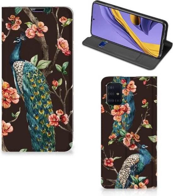Samsung Galaxy A51 Hoesje maken Pauw met Bloemen bol