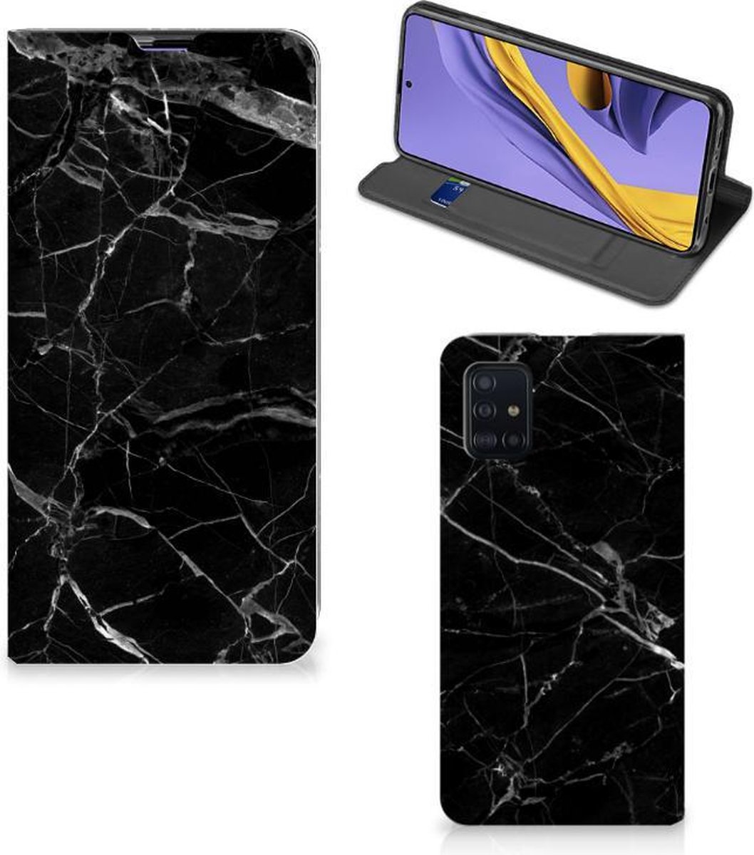 Samsung Galaxy A51 Standcase Marmer Zwart - Origineel Cadeau Vader