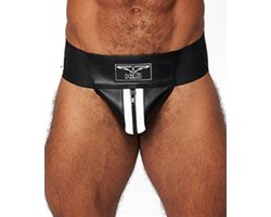 Mister b leather premium jockstrap blackwhite large