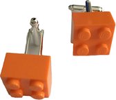 Petra's Sieradenwereld - Manchetknopen Lego oranje vierkant