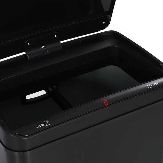 vidaXL Prullenbak met automatische sensor 70 L staal zwart