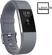 Levabe Horloge Band Voor de Fitbit Charge 2 - Siliconen Sport WITTE Watchband - Armband Large - Geschikt voor de Activity Tracker / Polsband / Strap Band / Sportband - Grijs - Maat