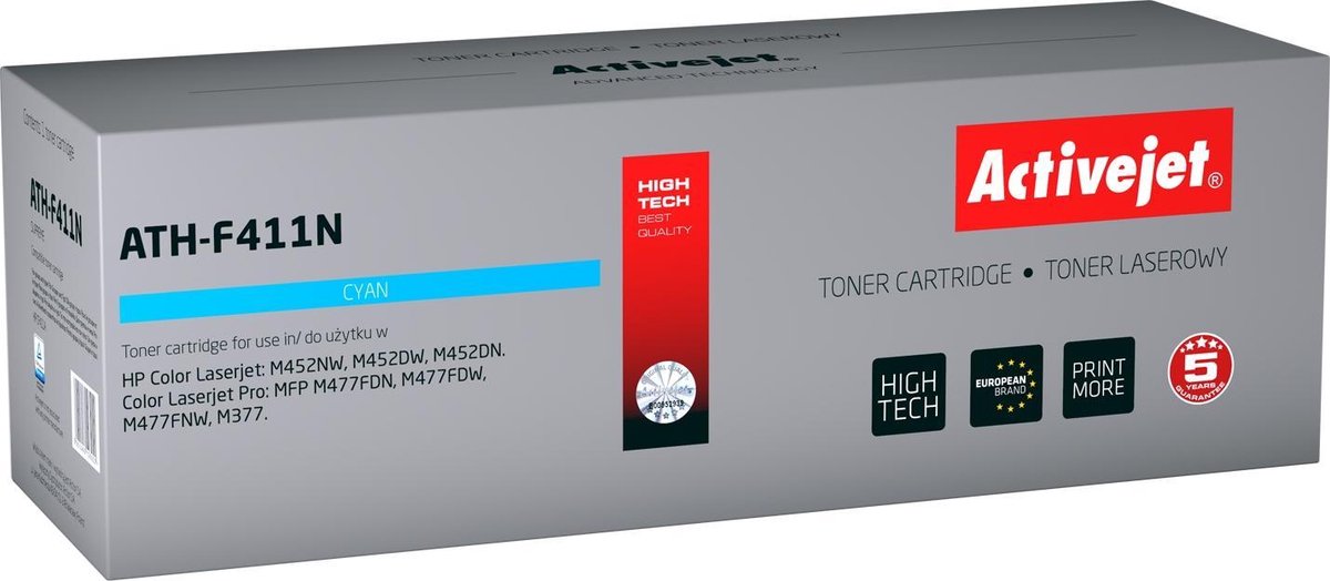 Toner Activejet ATH-F411N (replacement HP 411A CF411A; Supreme; 2 300 pages; Cyan)