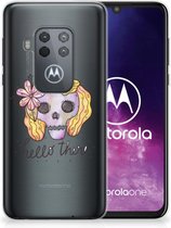 Motorola One Zoom Silicone Back Case Boho Skull