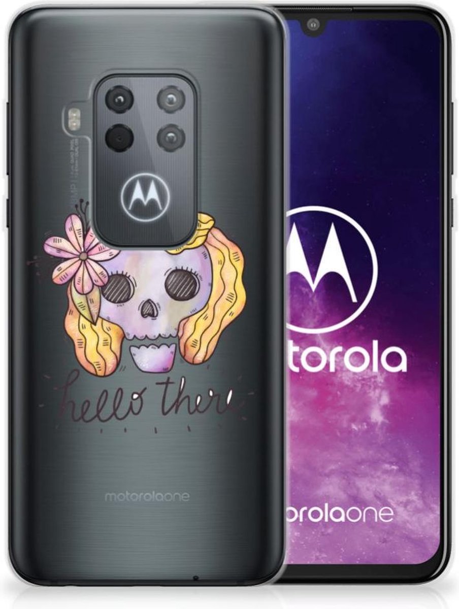 Silicone Back Case Motorola One Zoom Boho Skull