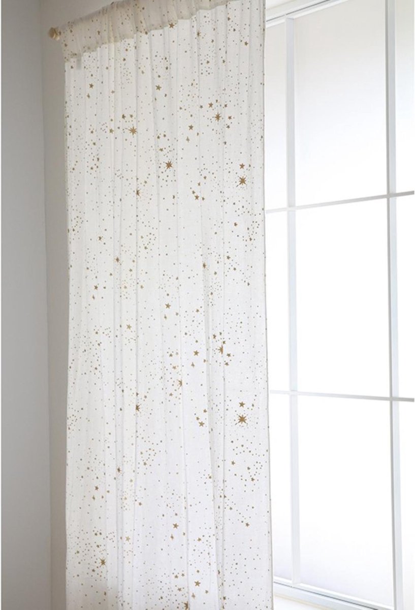 Nobodinoz Utopia - Gordijn - Wit met gouden sterren - Afmeting: 146x280 cm  (BxL) -... | bol.com
