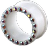 Double Flared Jewelled Silicone Tunnel (per paar) - 16 mm