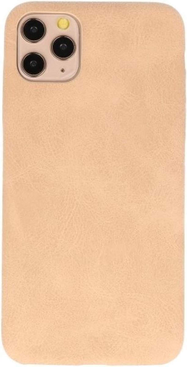 Leder Design Back Cover voor iPhone 11 Pro Max Beige