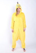 KIMU Onesie Tweety pak Looney Tunes - maat M-L - kanarie vogel kostuum jumpsuit huispak