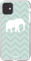 Casetastic Apple iPhone 11 Hoesje - Softcover Hoesje met Design - Elephant Chevron Pattern Print
