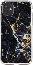 Casetastic Apple iPhone 11 Hoesje - Softcover Hoesje met Design - Black Gold Marble Print