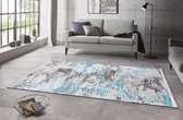 Design vloerkleed met franjes Keon - blauw/grijs 120x170 cm