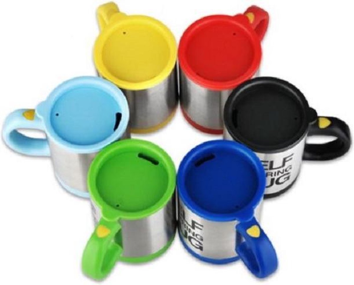 Zelfroerende Mok - Self Stirring Mug - 350 ml - Met Deksel - Lichtblauw