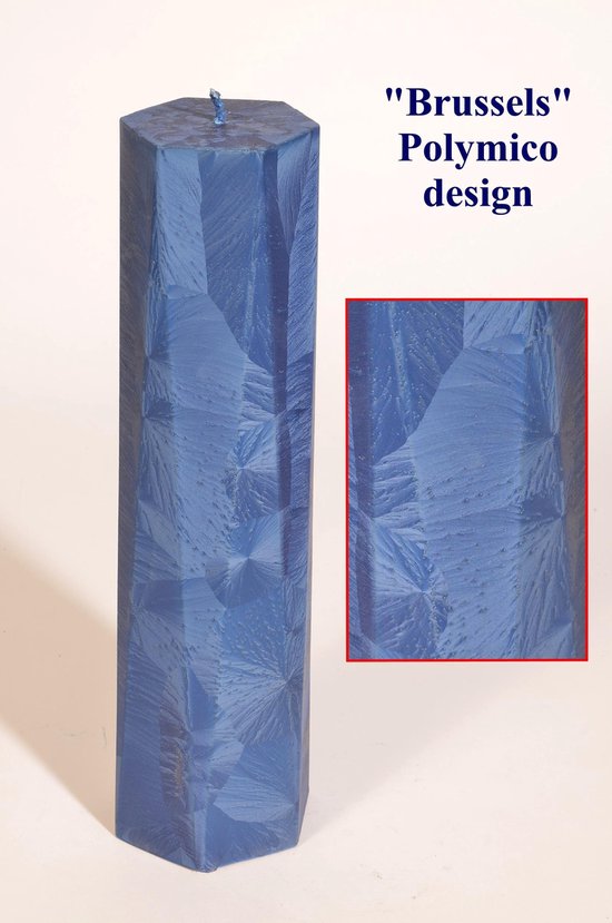 Megagrote Design kaars "Brussels", blauw polymico, hoogte: 31 cm - gemaakt door Candles by Milanne