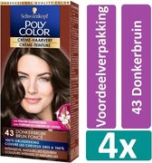 Poly Color - Haarverf - 43 Donkerbruin - 4 stuks - Voordeelverpakking