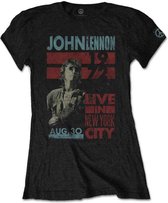 John Lennon Dames Tshirt -S- Live In NYC Zwart