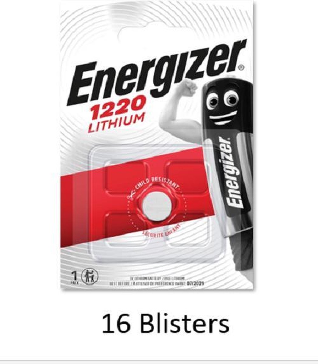 16 stuks (16 blisters a 1 stuk) Energizer Lithium CR1220 3V