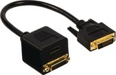 DVI adapterkabel DVI-D 24+1-pin male - DVI-D 24+1-pin female + HDMI input 0,20 m zwart