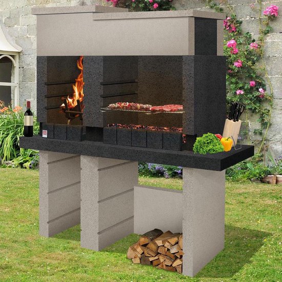 Sarom Fuoco - Betonnen barbecue - San Pedro - Houtskool en hout - 160 x 51.5 x 172,2 cm van Sarom — afbeelding 2