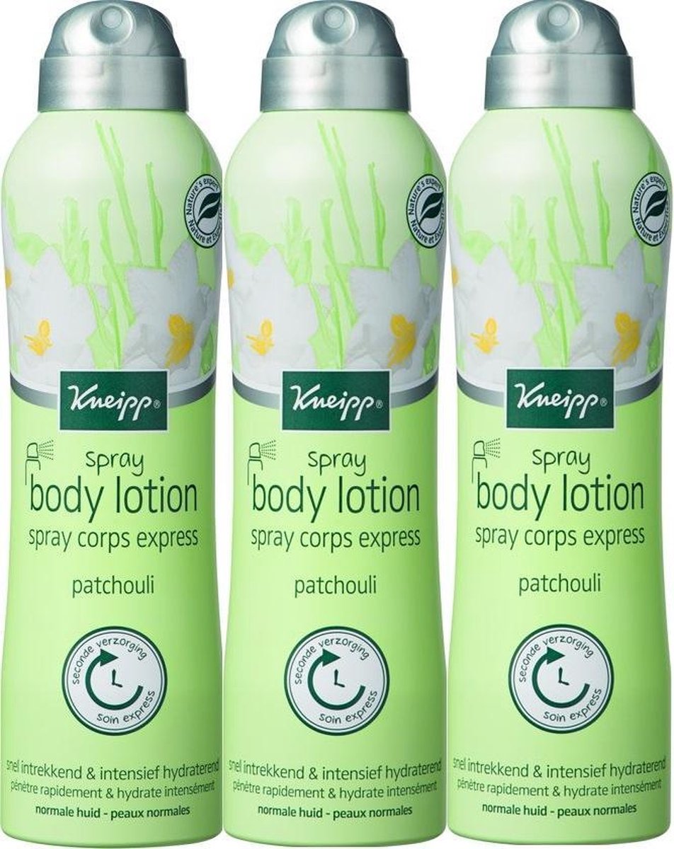 credit Origineel paddestoel Kneipp Bodylotion Spray Patchouli 3 x 200 ml Voordeelverpakking | bol.com