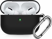 Apple AirPods Pro Soft Silicone Hoesje Met sleutelhanger - Zwart