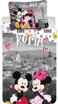Dekbedovertrek- Disney Minnie Mouse Roma Love- Eenpersoons-  140x200 cm - Multi